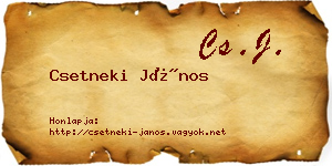 Csetneki János névjegykártya