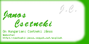janos csetneki business card